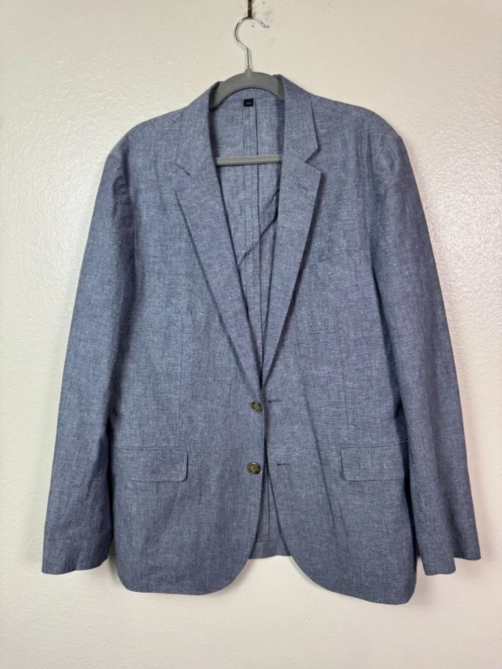 J.Crew Ludlow Blazer Blue Men 42R Cotton Linen Unlined Lightweight Unstructured